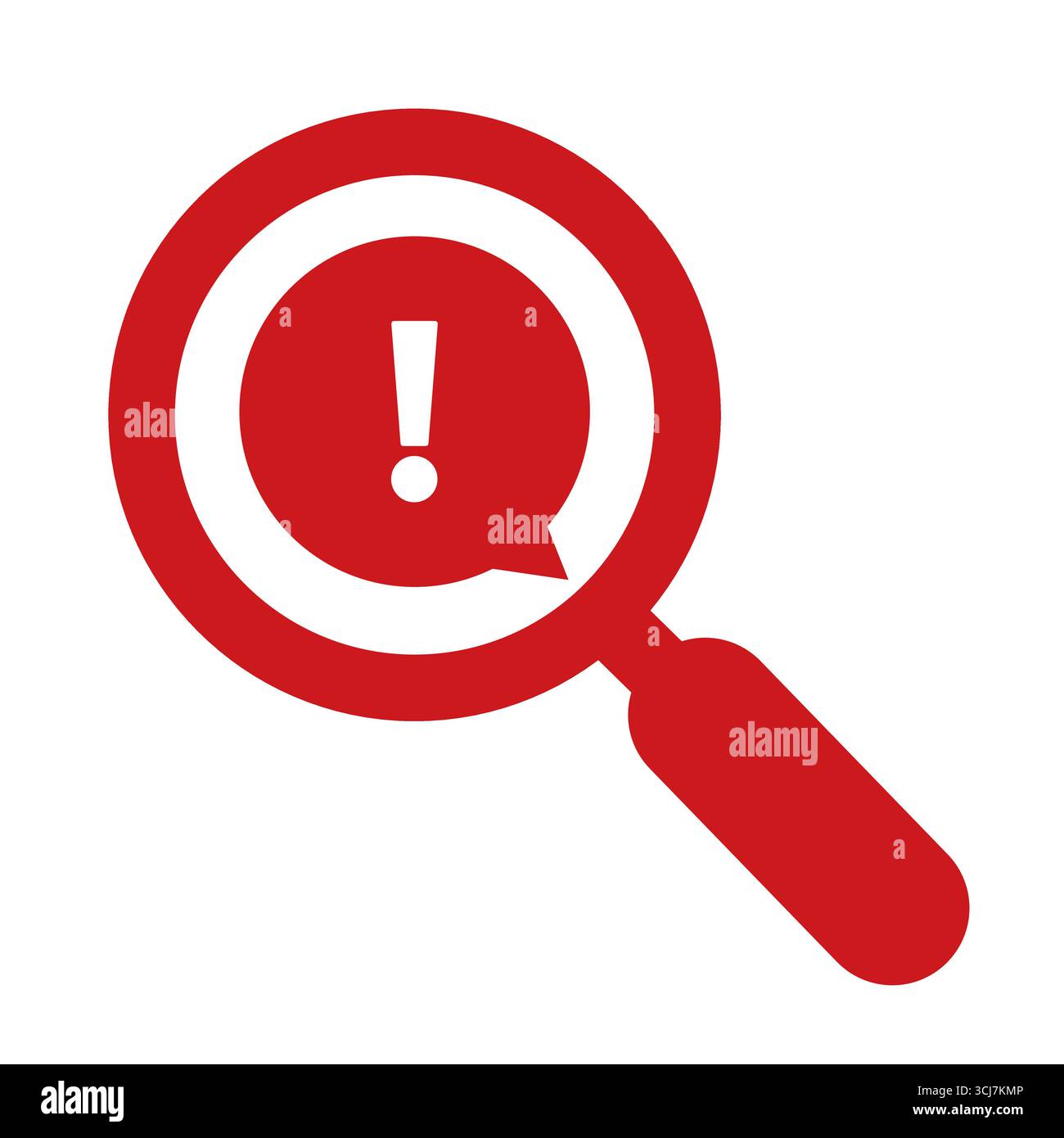 Magnifying glass with a caution sign representing danger or warning Stock Vector