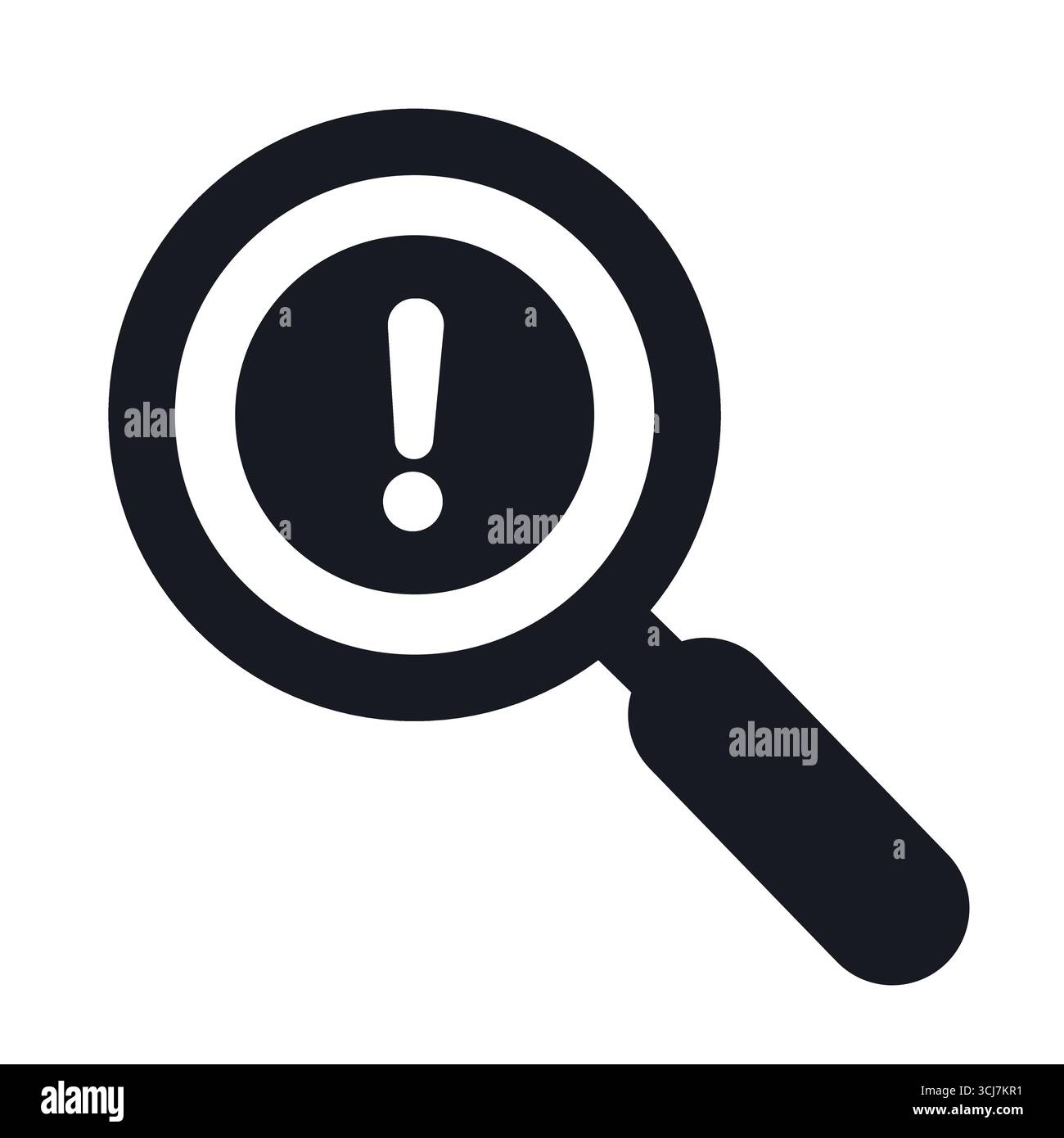 Magnifying glass with a caution sign representing danger or warning Stock Vector