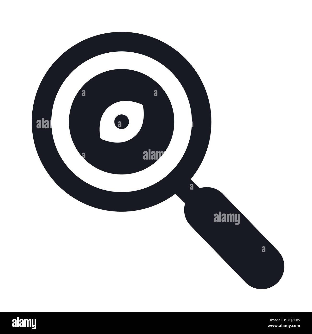 Magnifying glass with a caution sign representing danger or warning Stock Vector