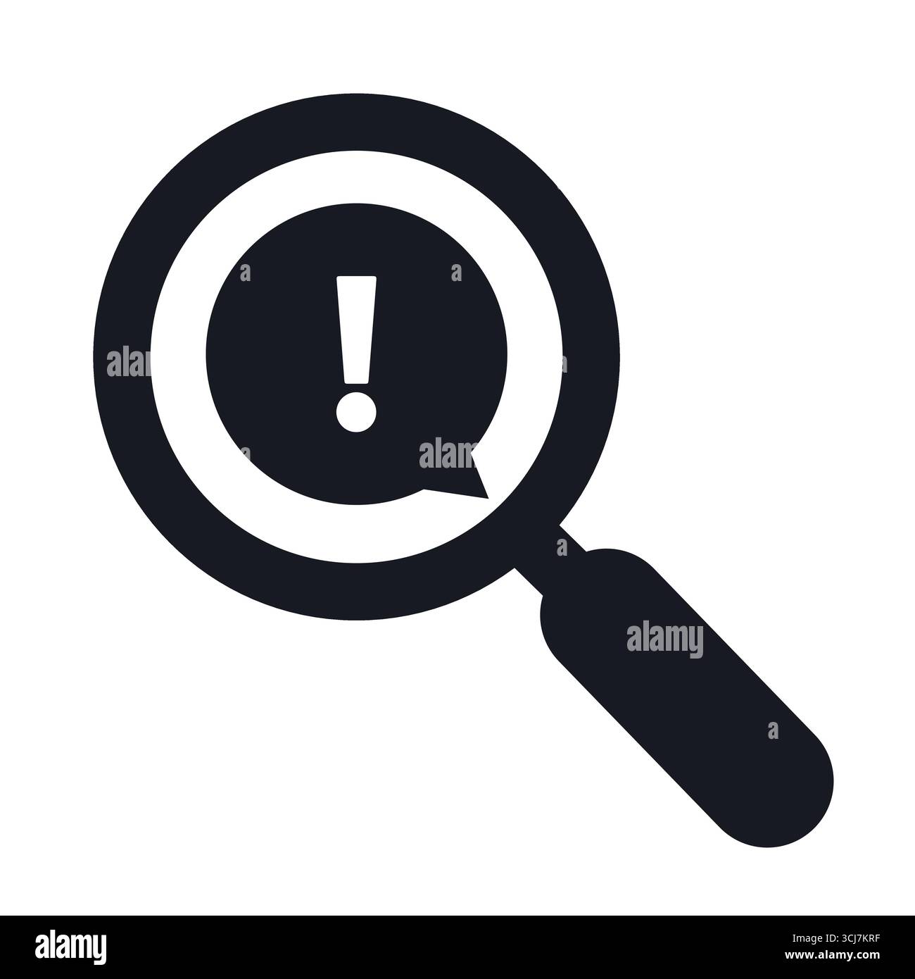 Magnifying glass with a caution sign representing danger or warning Stock Vector