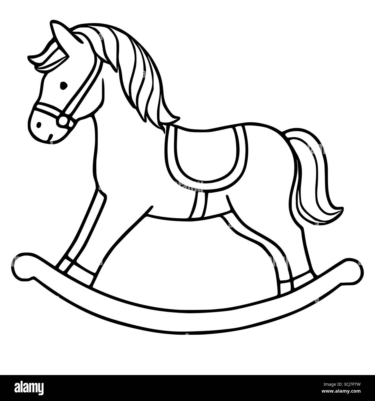 Charming vector illustration of a classic rocking horse, meticulously ...