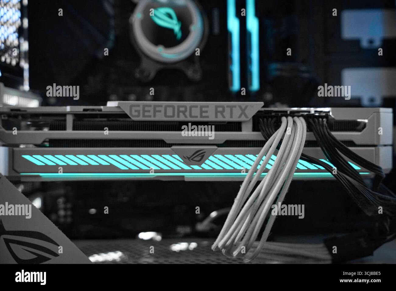 Advanced computer graphics card showcasing sleek design and vibrant ...