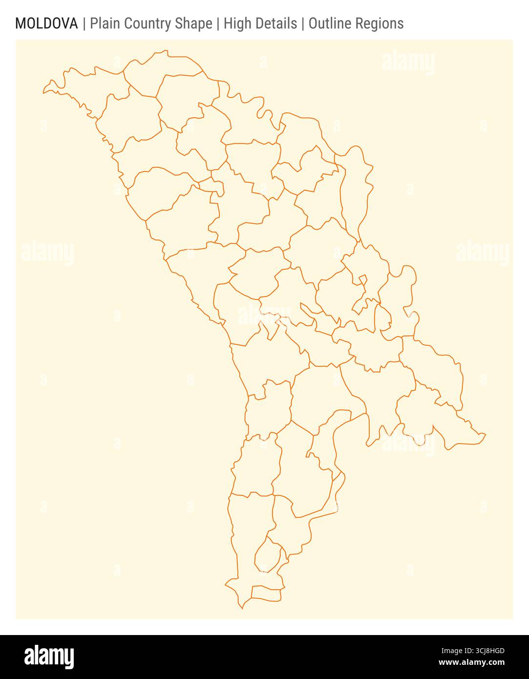 Moldova plain country map. High details. Outline regions style. Shape ...