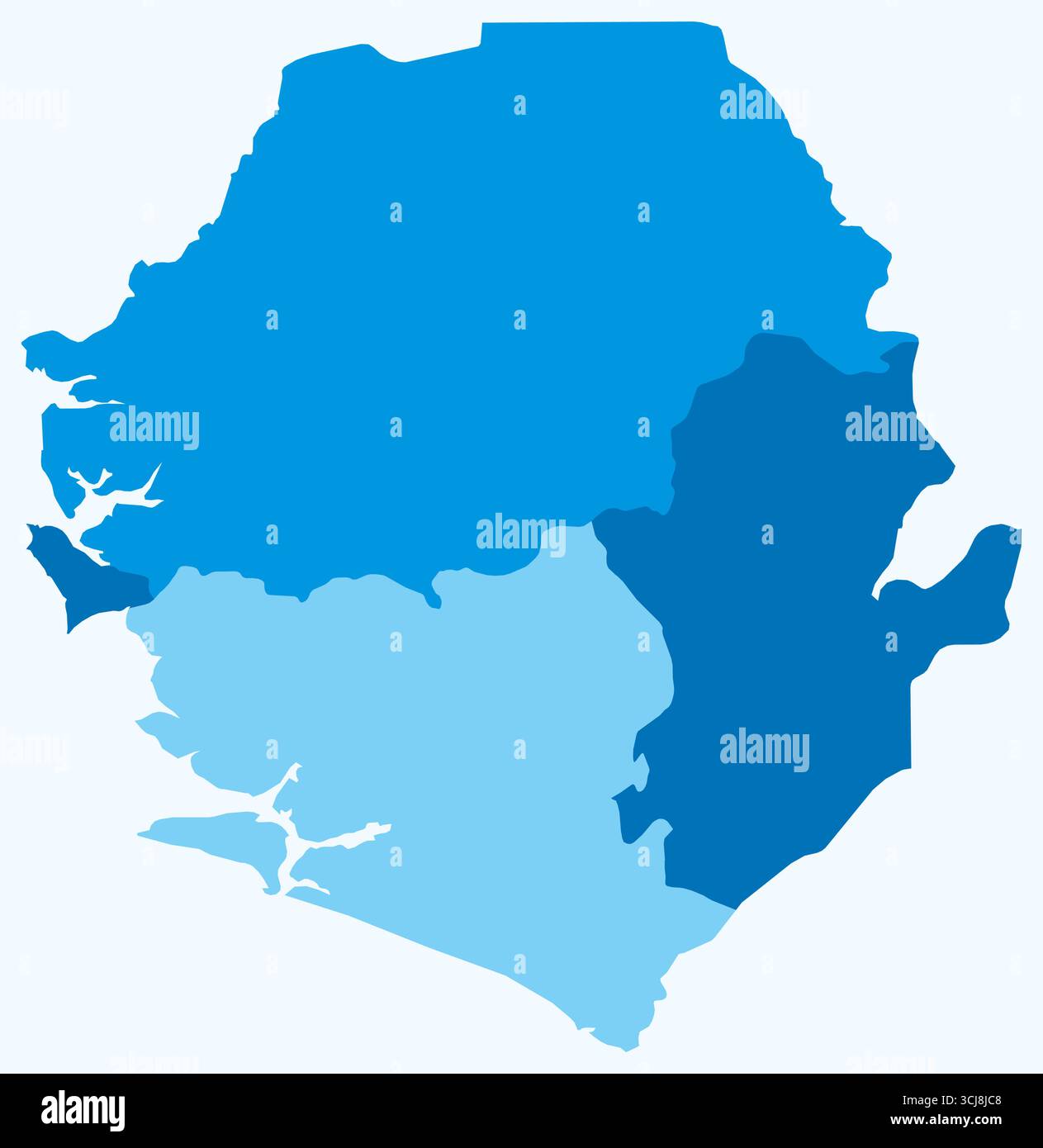 Map of Sierra Leone with regions. Just a simple country border map with ...