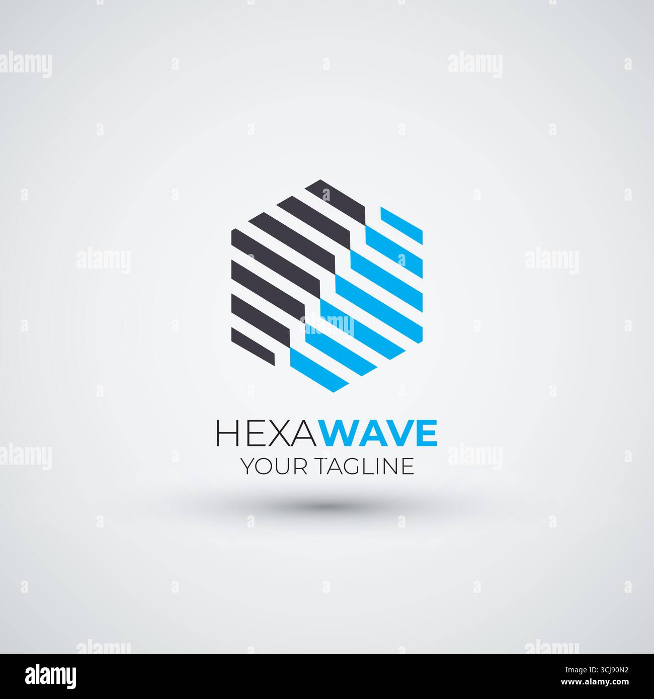 hexagon abstract wave logo with blue color Stock Vector