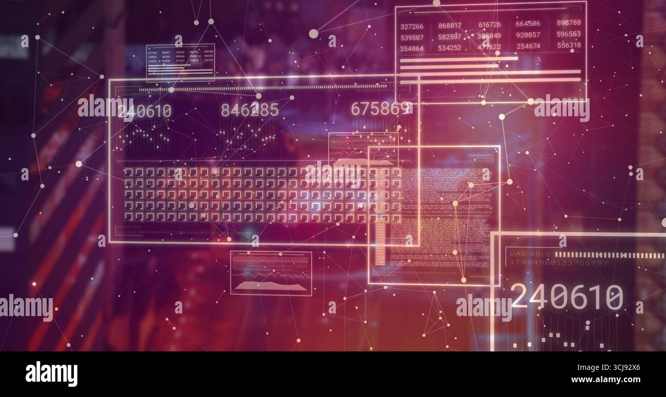 Hovering numeric data panel on clear display, with grid, code panels ...