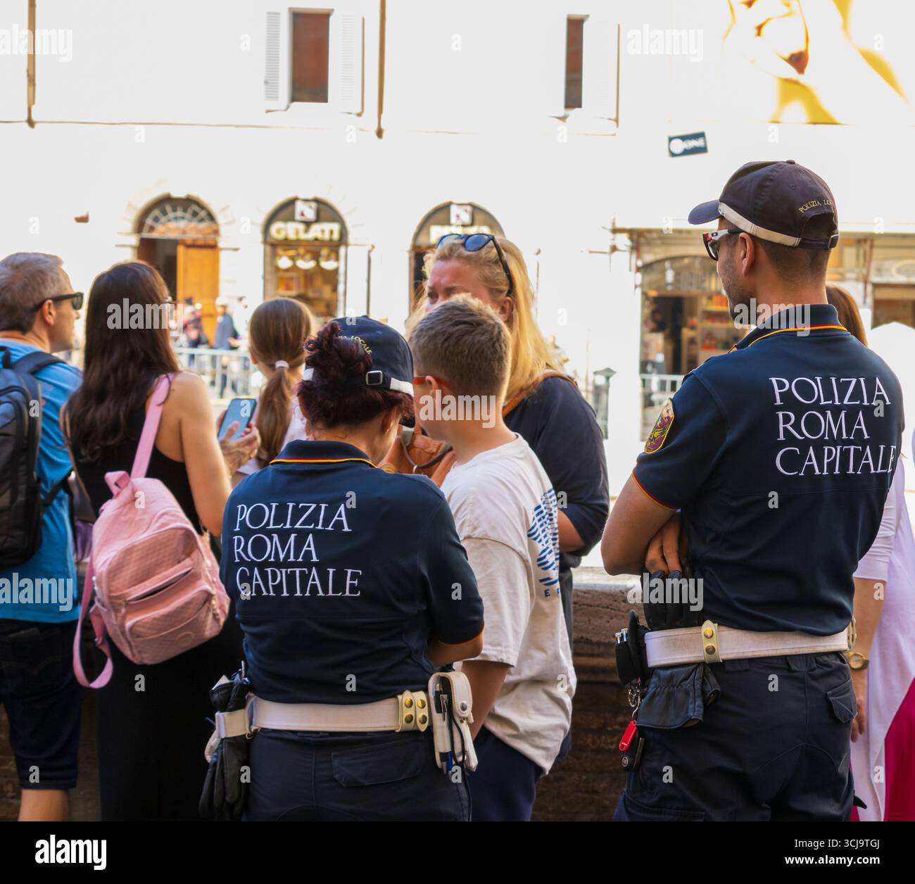 Italian Roma Police Logo Rome Police at The Trevi Fountain (Fontana di Trevi) Rome , Italy 07-14 ...