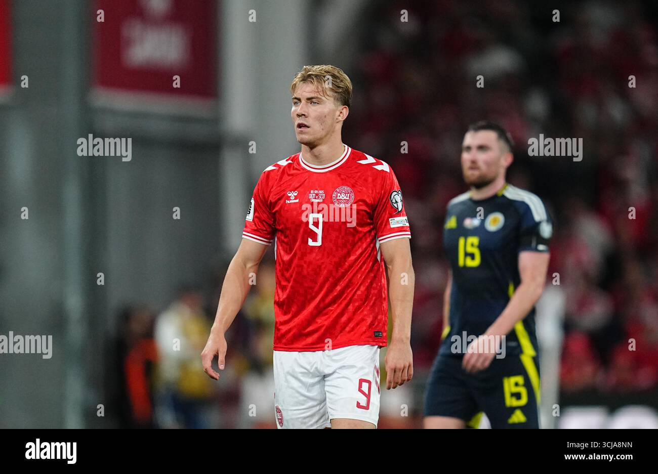 September 05 2025: Rasmus Hoejlund of Denmark looks on during a World ...