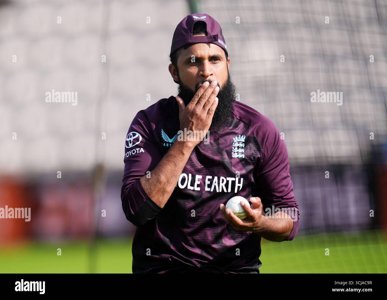 England's Adil Rashid during a nets session at the Utilita Bowl ...