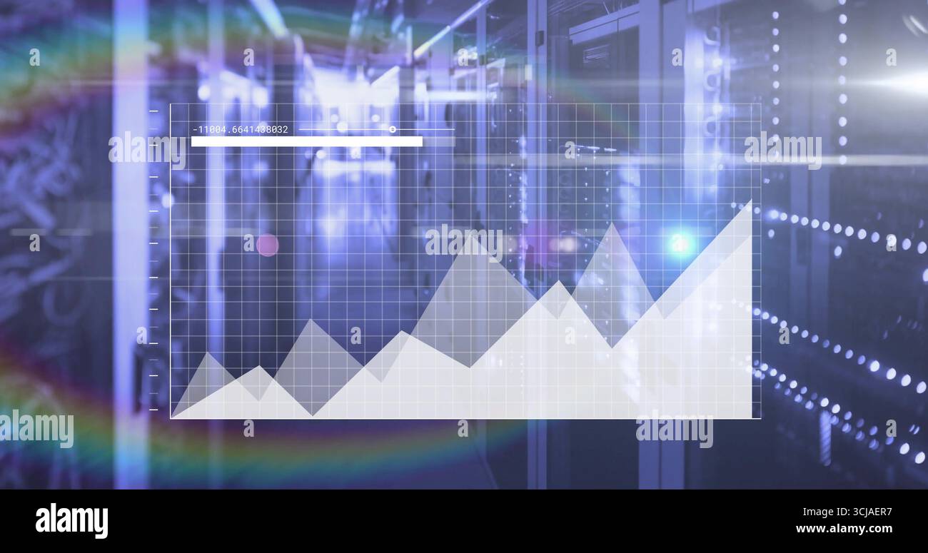 Displaying grid chart overlay in data center hallway, with server racks ...