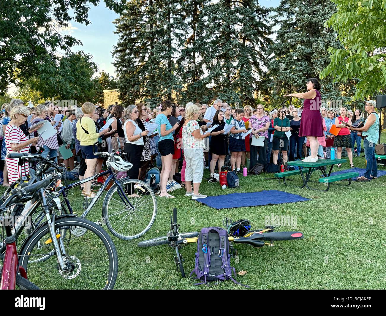 Outdoor choral performance, Jarry Park, Villeray, Montreal, Canada - Smartphone Captured Stock Image