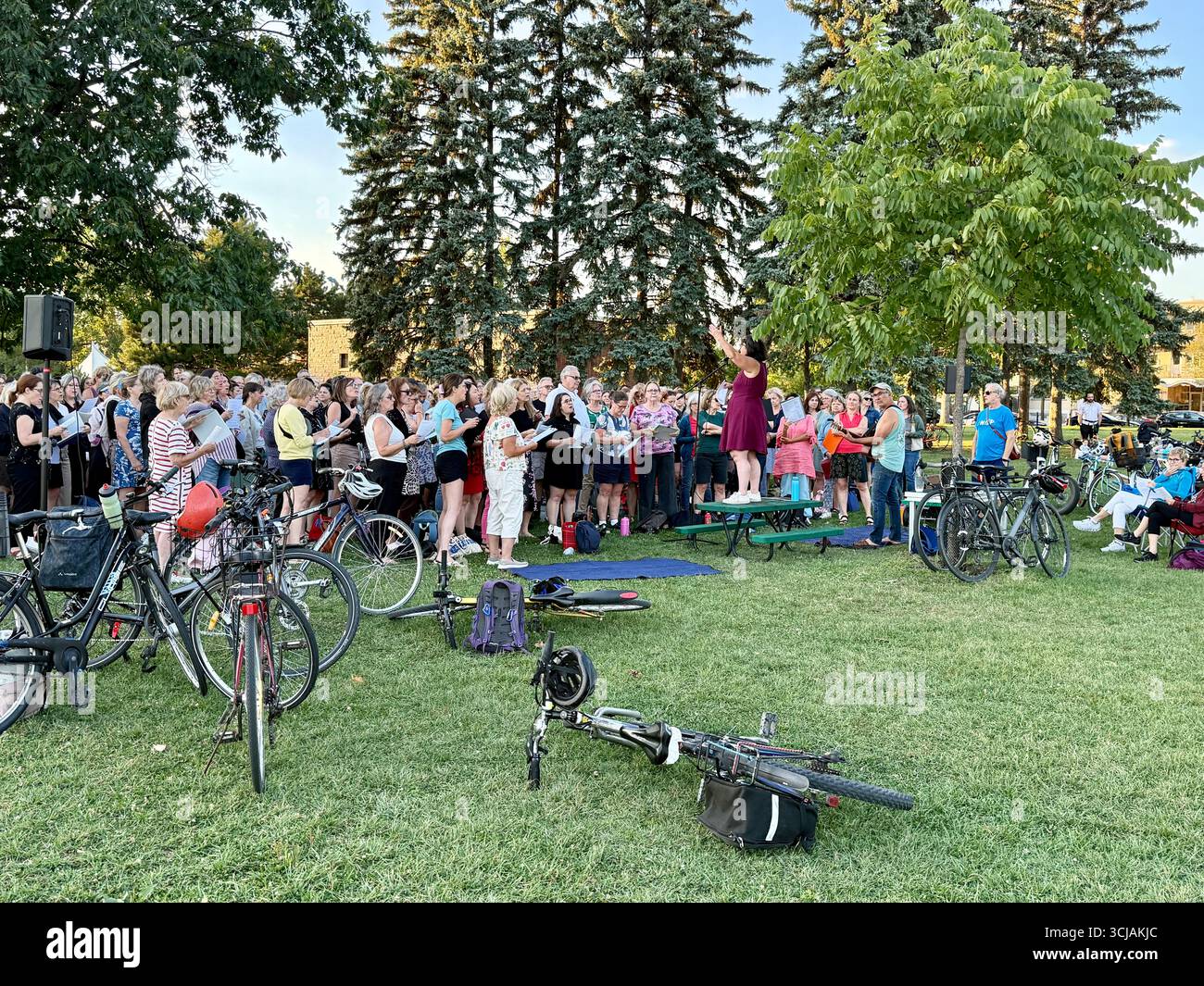 Choir singing , Jarry Park, Villeray, Montreal, Canada - Smartphone Captured Stock Image