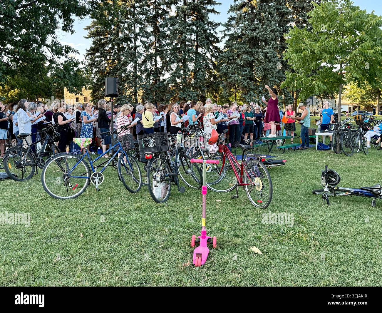 Choir singing , Jarry Park, Villeray, Montreal, Canada - Smartphone Captured Stock Image