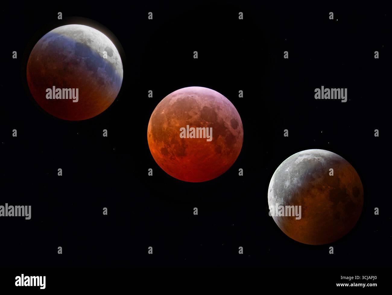 Total Lunar Blood Moon Eclipse phases March 2025 Stock Photo - Alamy