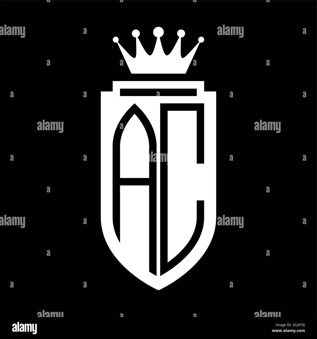 AC Vector logo initials shield with royal crown minimalist, elegant ...