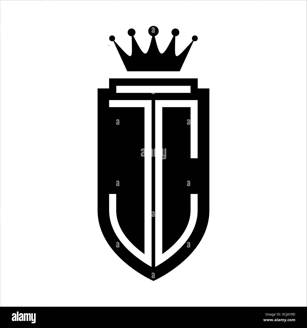 JC Vector logo initials shield with royal crown minimalist, elegant ...