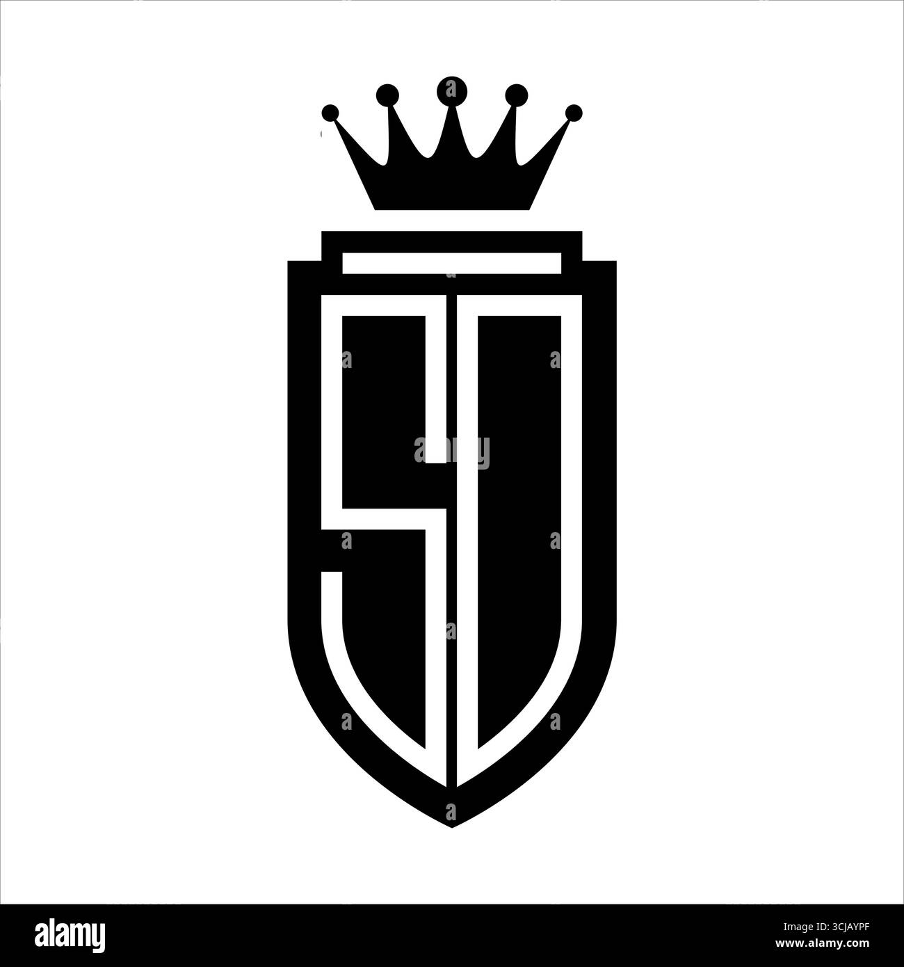 SD Vector logo initials shield with royal crown minimalist, elegant ...
