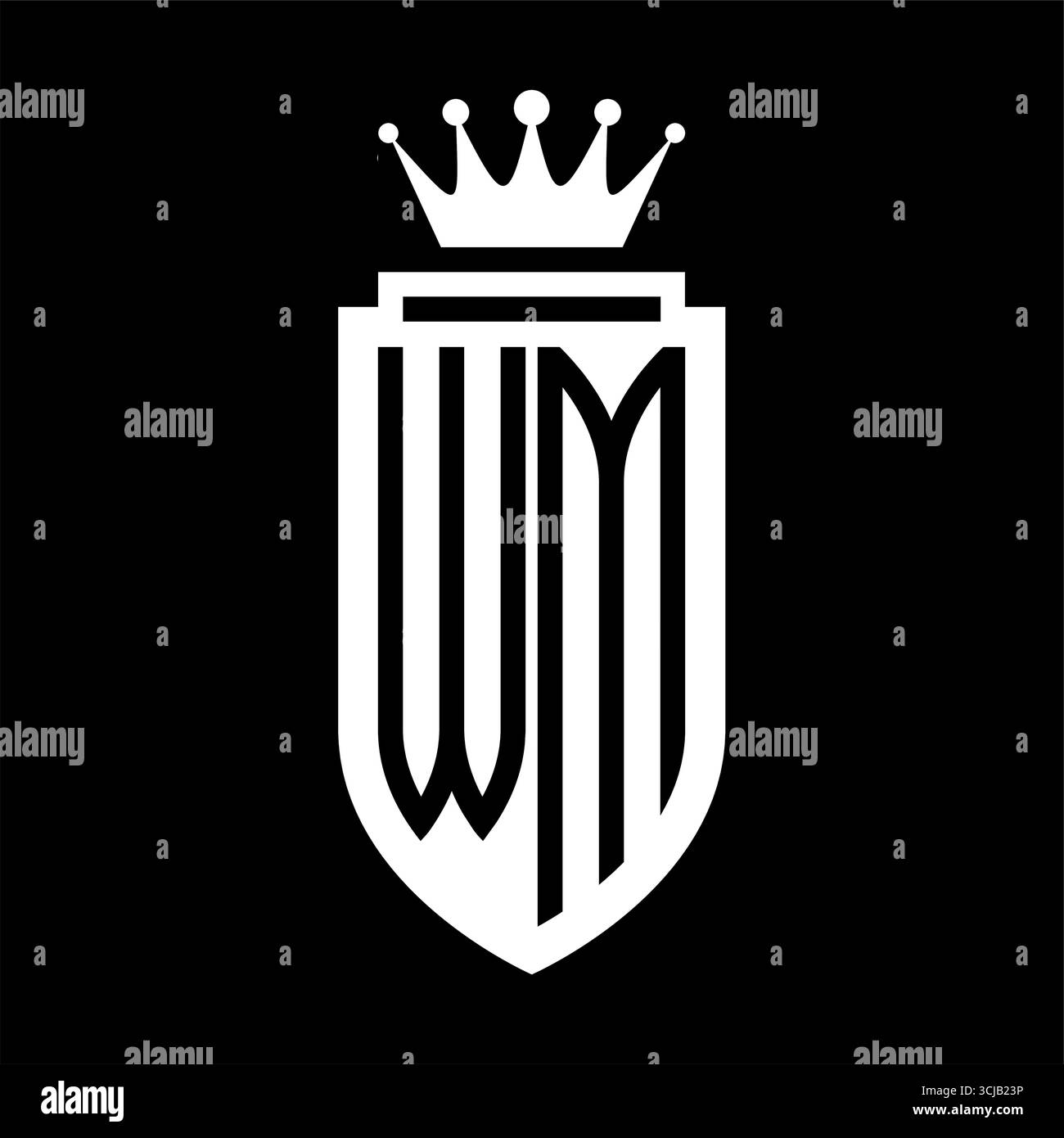 Wmvector File WM Vector logo initials shield with royal crown minimalist, elegant ...