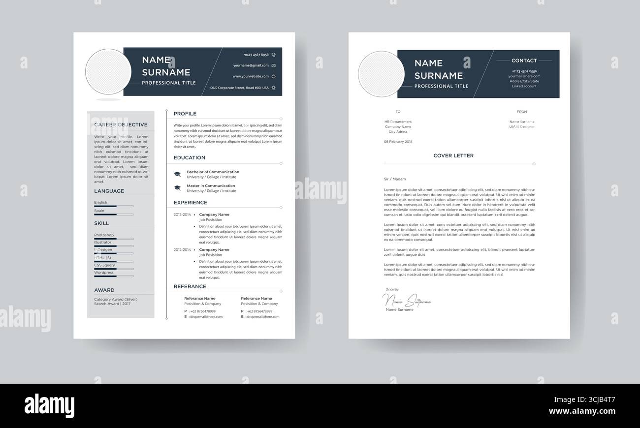 Professional Creative Resume and Cover Letter Stock Vector