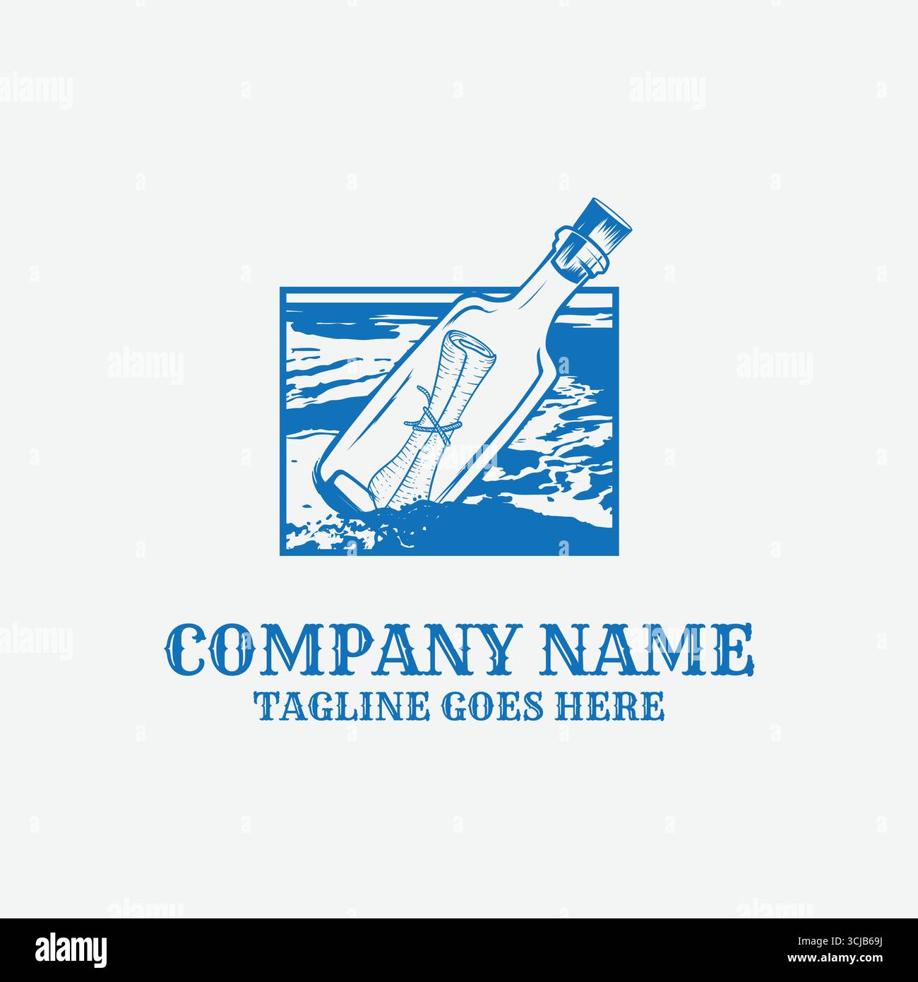 Floating Message in a Bottle on Beach River Creek Lake Sea Logo Design Vector Stock Vector