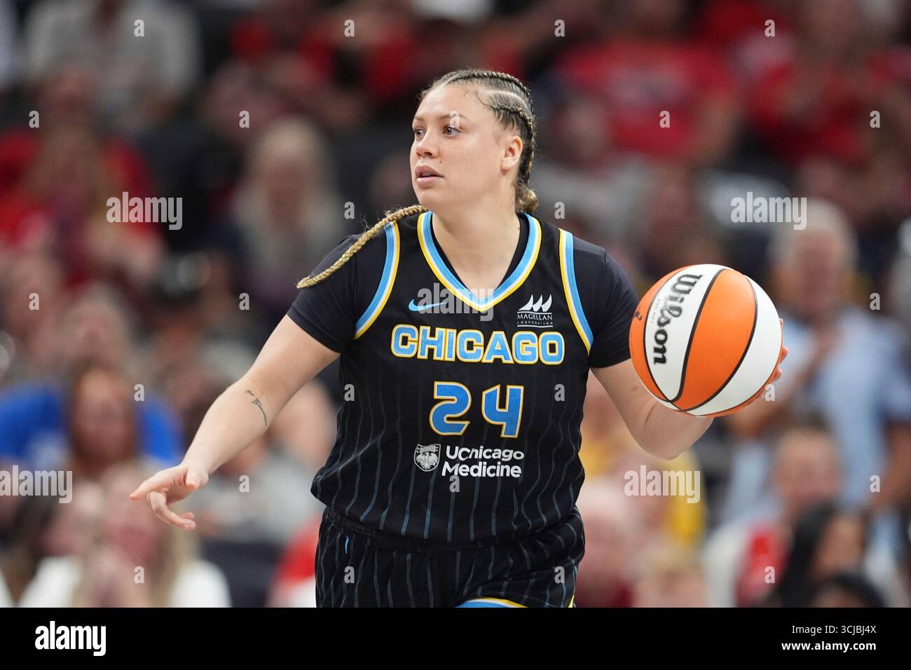 Chicago Sky's Rachel Banham dribbles during the second half of a WNBA ...