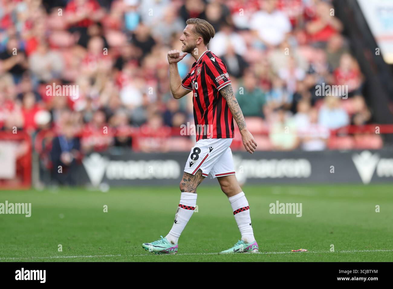 Walsall???s Charlie Lakin is sent off against Chesterfield during the ...