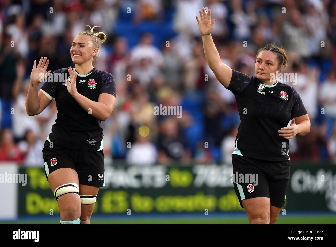 England’s Rosie Galligan (left) and England’s Amy Cokayne after the ...