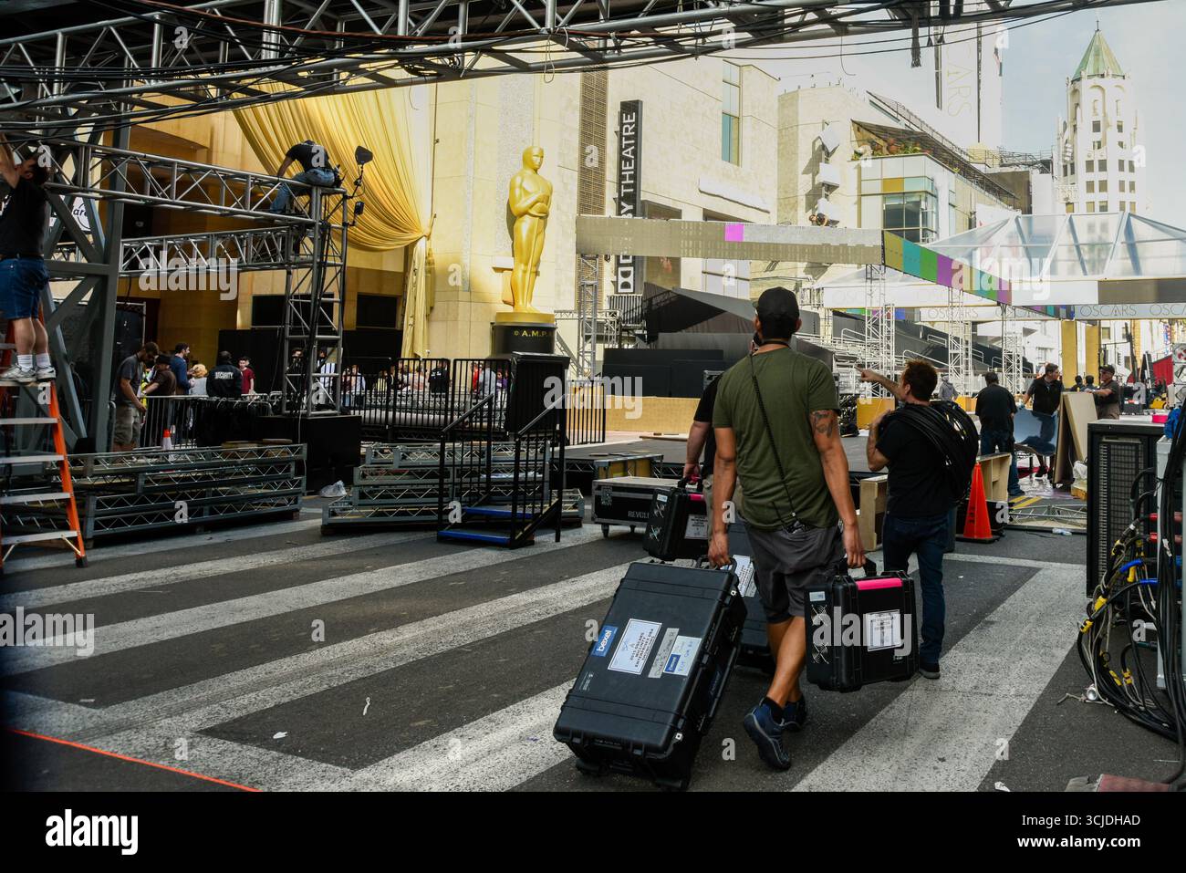 HOLLYWOOD, CALIFORNIA, USA: Behind the scenes during preparations for the 87th Annual Academy Awards® underway on Hollywood Boulevard outside the Dolby Theatre in Hollywood, California on February 18, 2015. © Lee Roth / Roth Stock Archives Stock Photo
