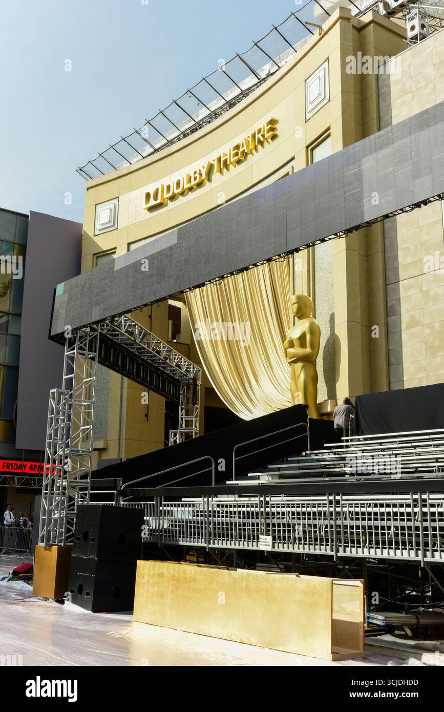 HOLLYWOOD, CALIFORNIA, USA: Behind the scenes during preparations for the 87th Annual Academy Awards® underway on Hollywood Boulevard outside the Dolby Theatre in Hollywood, California on February 18, 2015. © Lee Roth / Roth Stock Archives Stock Photo