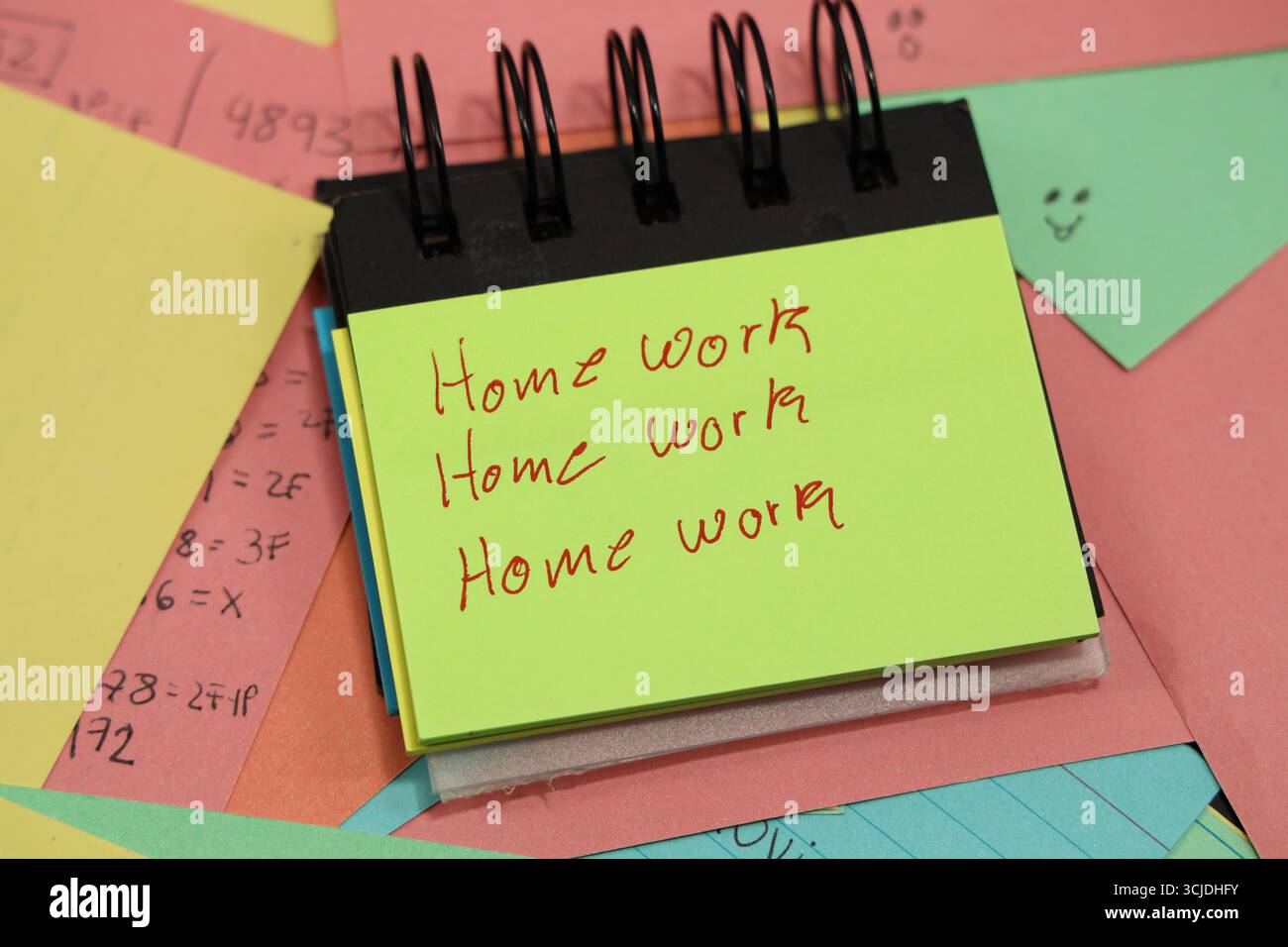 Sticky Note Homework sticky notes written on, homework Stock Photo - Alamy