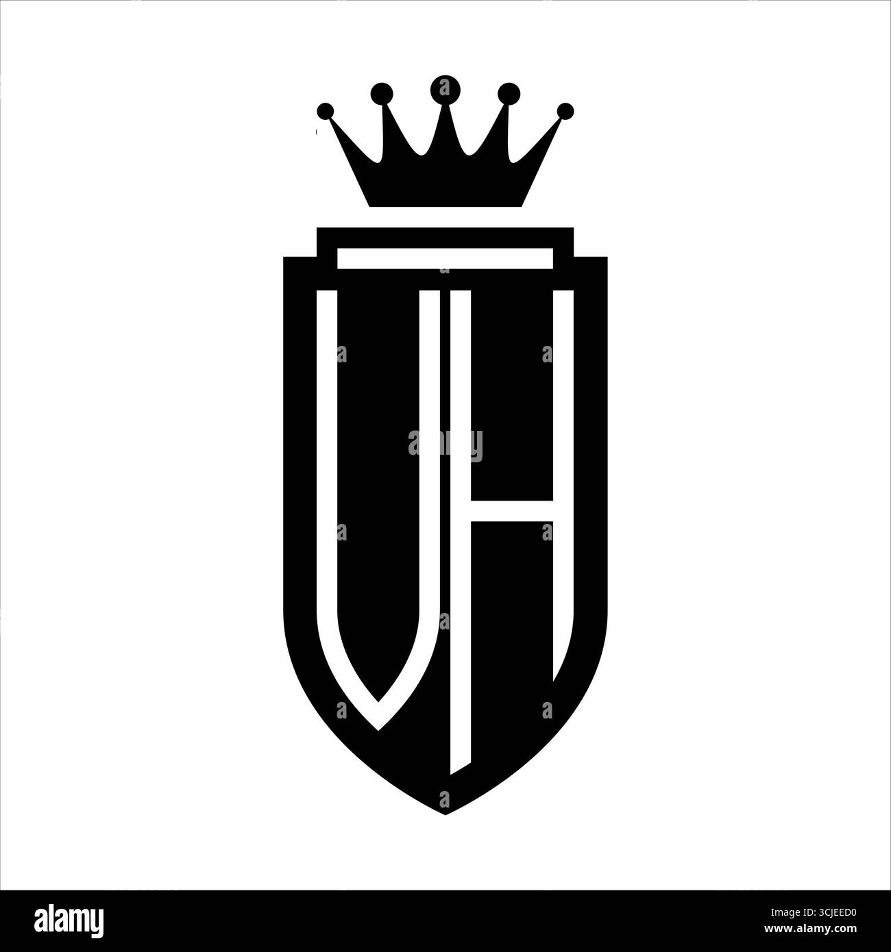 VH Vector logo initials shield with royal crown minimalist, elegant ...