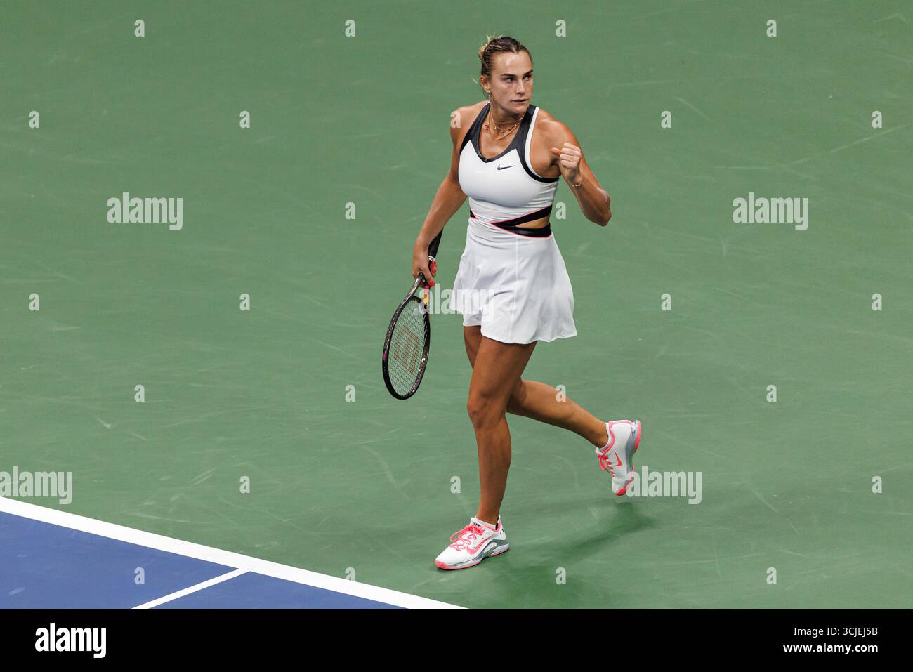 Queens, United States. 06th Sep, 2025. Queens, New York City. 06 Sep 2025: Aryna Sabalenka in the women's final during the 2025 US Open. Credit: corleve/Alamy Live News Stock Photo