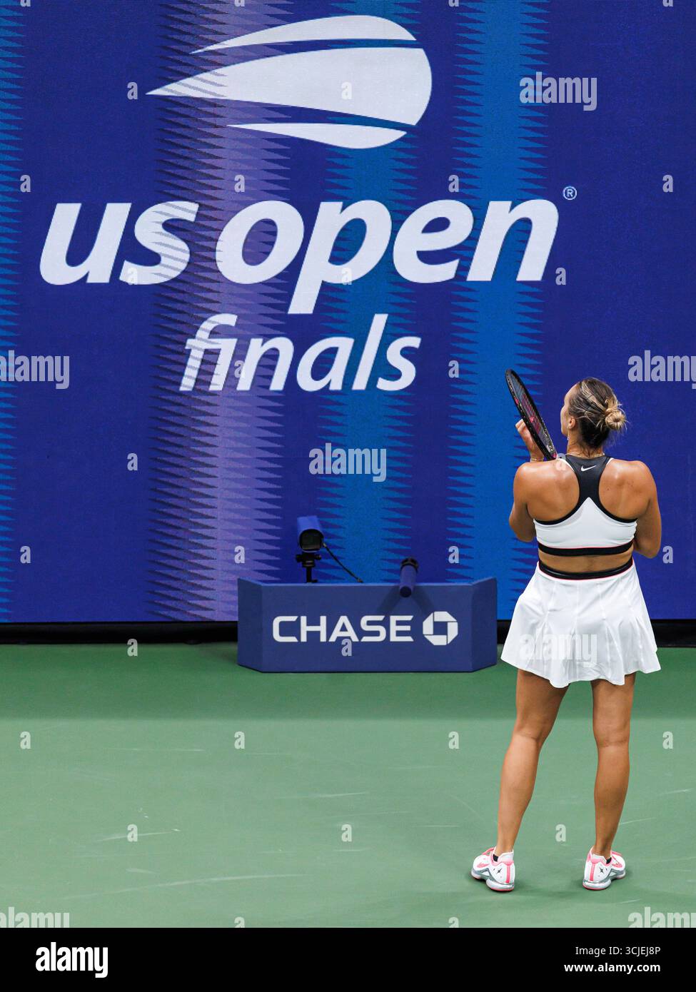 Queens, United States. 06th Sep, 2025. Queens, New York City. 06 Sep 2025: Aryna Sabalenka in the women's final during the 2025 US Open. Credit: corleve/Alamy Live News Stock Photo