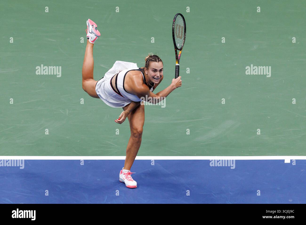 Queens, United States. 06th Sep, 2025. Queens, New York City. 06 Sep 2025: Aryna Sabalenka in the women's final during the 2025 US Open. Credit: corleve/Alamy Live News Stock Photo
