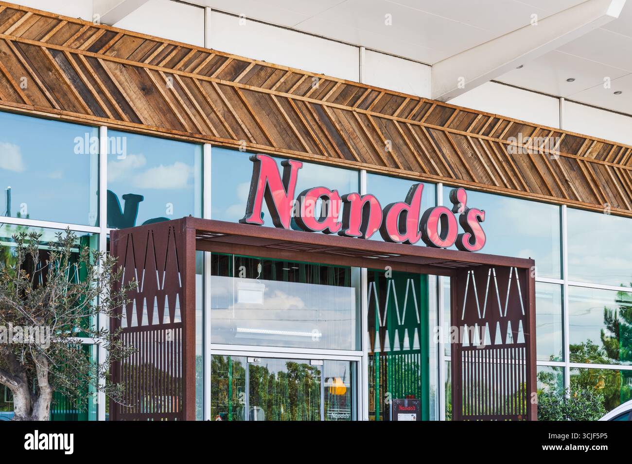 Nando's Restaurant Storefront with Red Logo Signage. London, UK, 28 ...