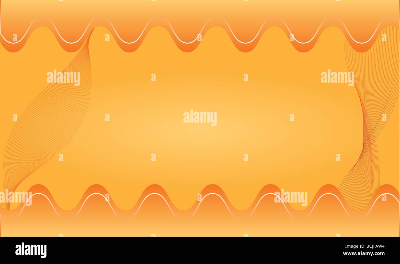 This elegant vector showcases a dynamic orange gradient background with fluid wave lines and abstract, flowing linear elements. The modern design feat Stock Vector