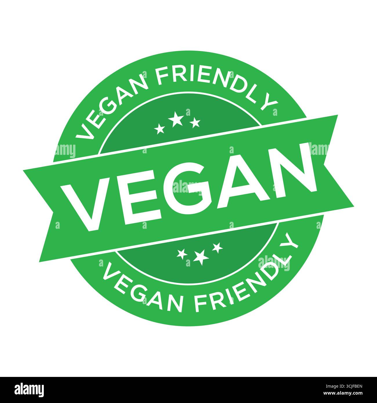 Green Vegan Friendly Sign or Stamp on white background, vector illustration for Organic Eco Products Stock Vector