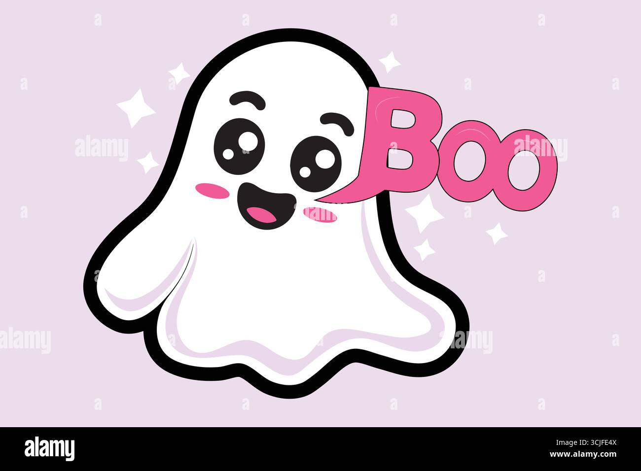 Cute Boo Ghost Cartoon Halloween Vector Illustration for T-Shirts. Stock Vector