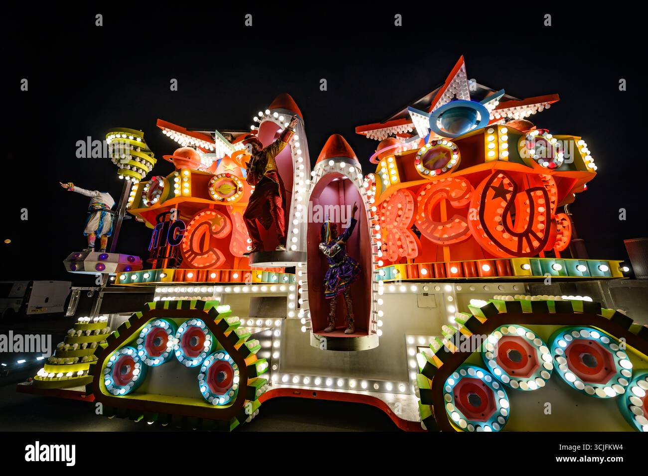 Seaton, Devon, UK. 6th September 2025. Colourful parade floats and ...