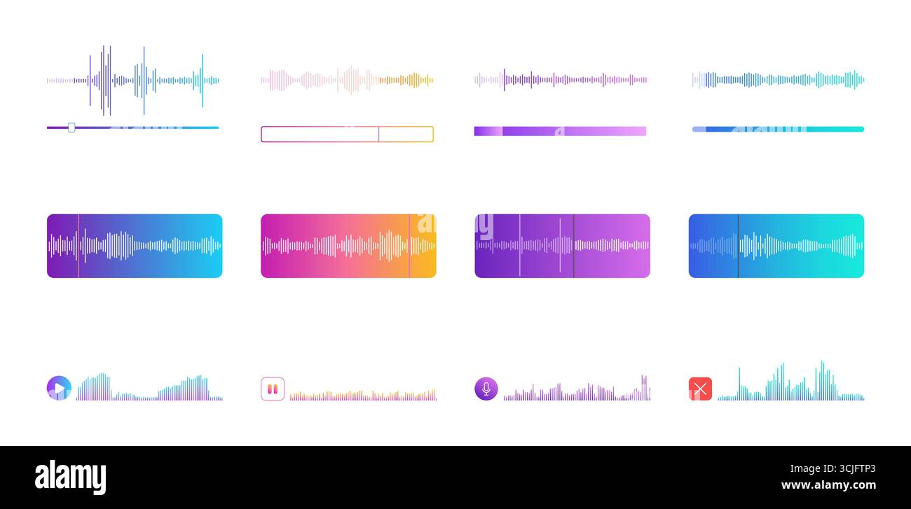 Voice messages, mobile screen interface elements of sound player and ...