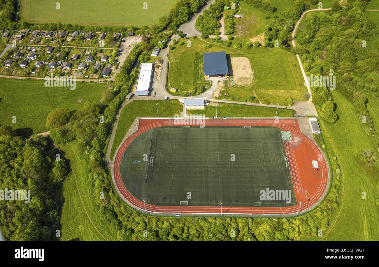 Football Pit Aerial view, football stadium and athletics stadium, sports and leisure ...