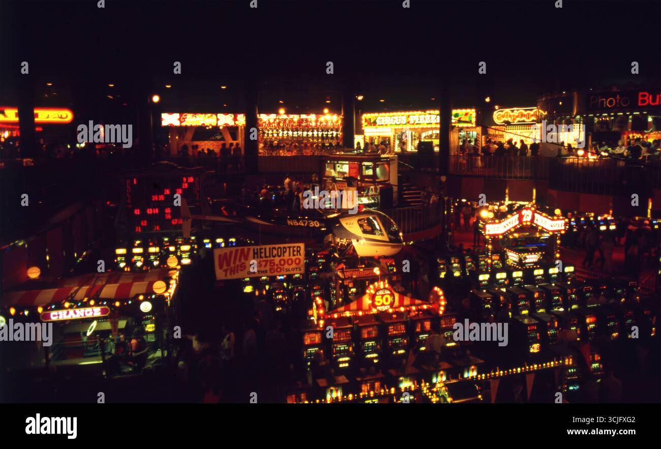 Las Vegas Casino Floor at Night — Slot Machines and Neon, 2000s Stock Photo