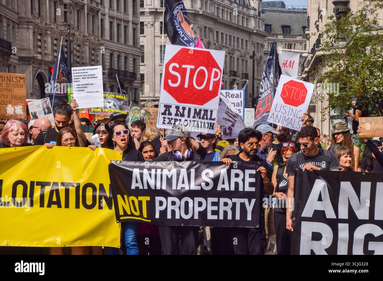 London, UK. 6th September 2025. Protesters pass through Regent Street ...