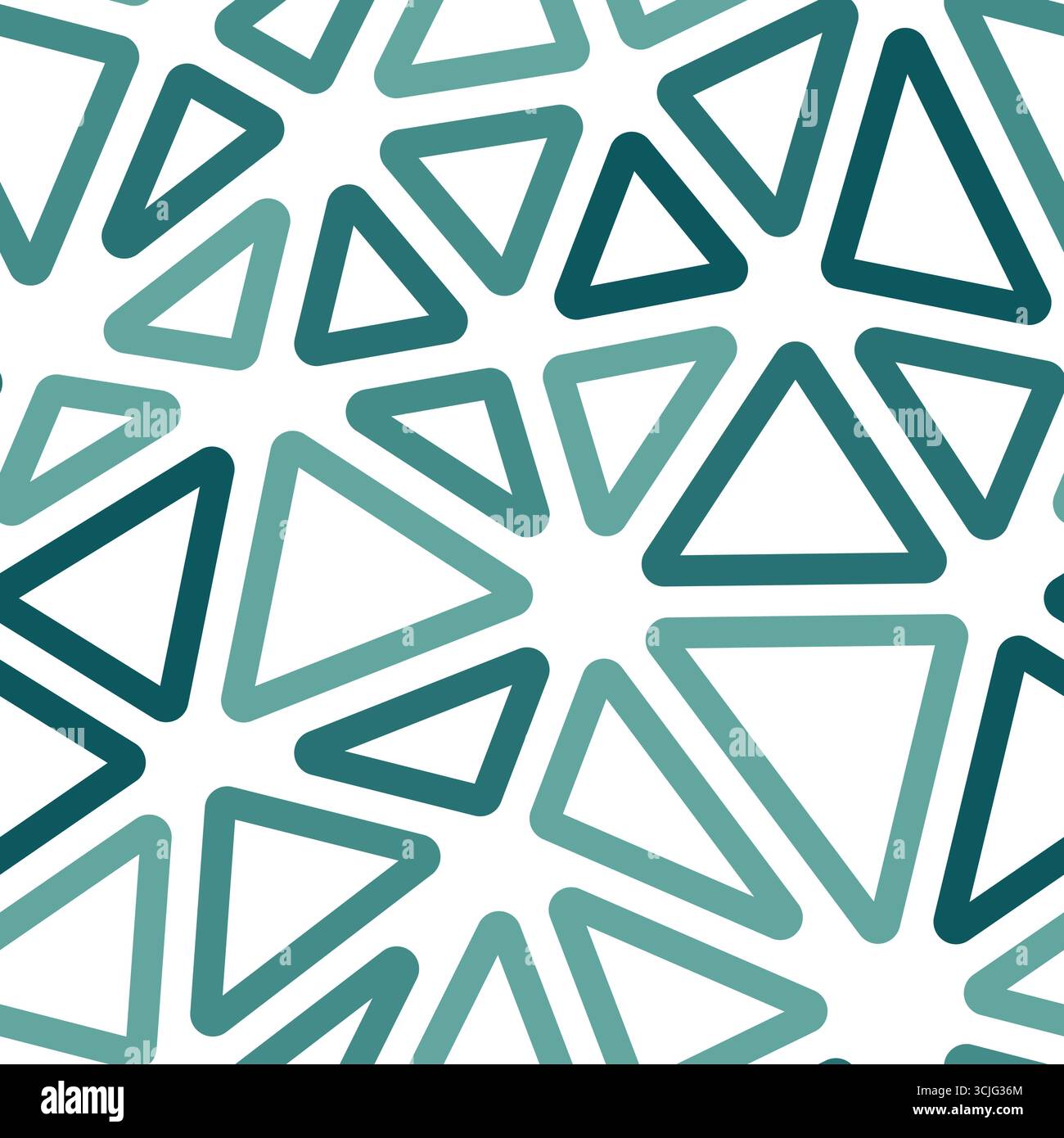 Tileable abstract background. Big triangles size. Multiple colors style. Rounded triangles outlined. Repeatable pattern. Deep Teal Sea. Stock Vector