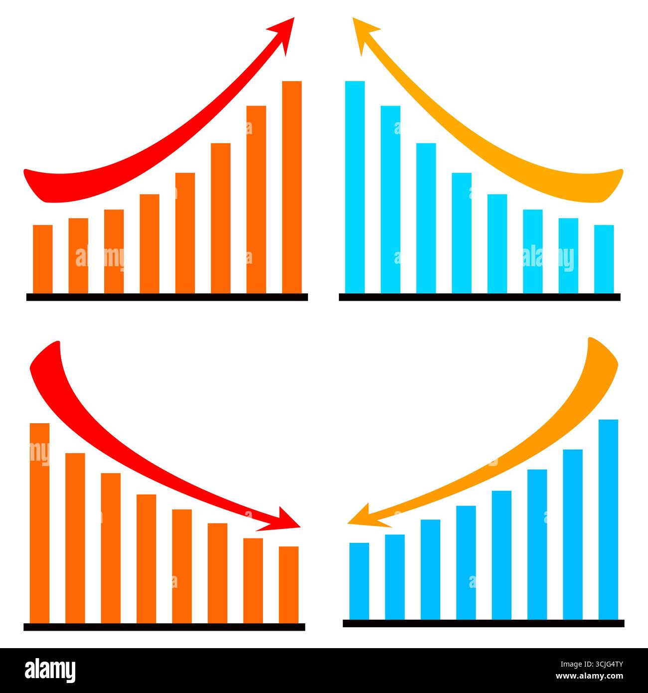 Ascending and descending graph set. Vector illustration Stock Vector ...
