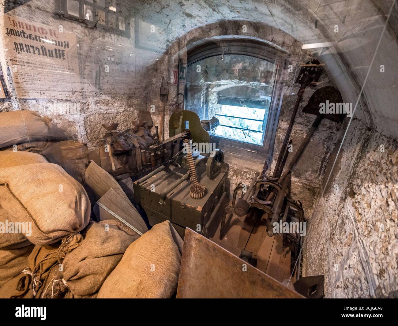 The image is of machine gun observation posts at the Austrian Tre Sassi ...
