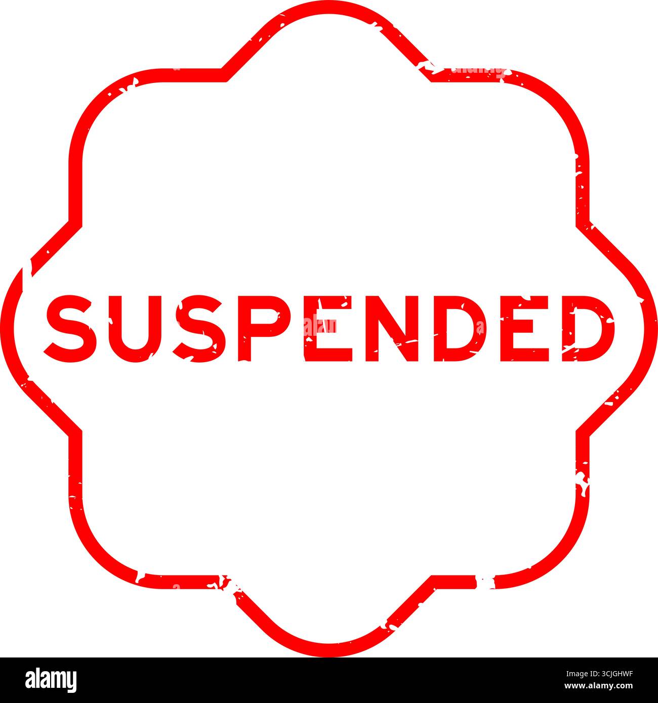 Grunge red suspended word rubber seal stamp on white background Stock ...