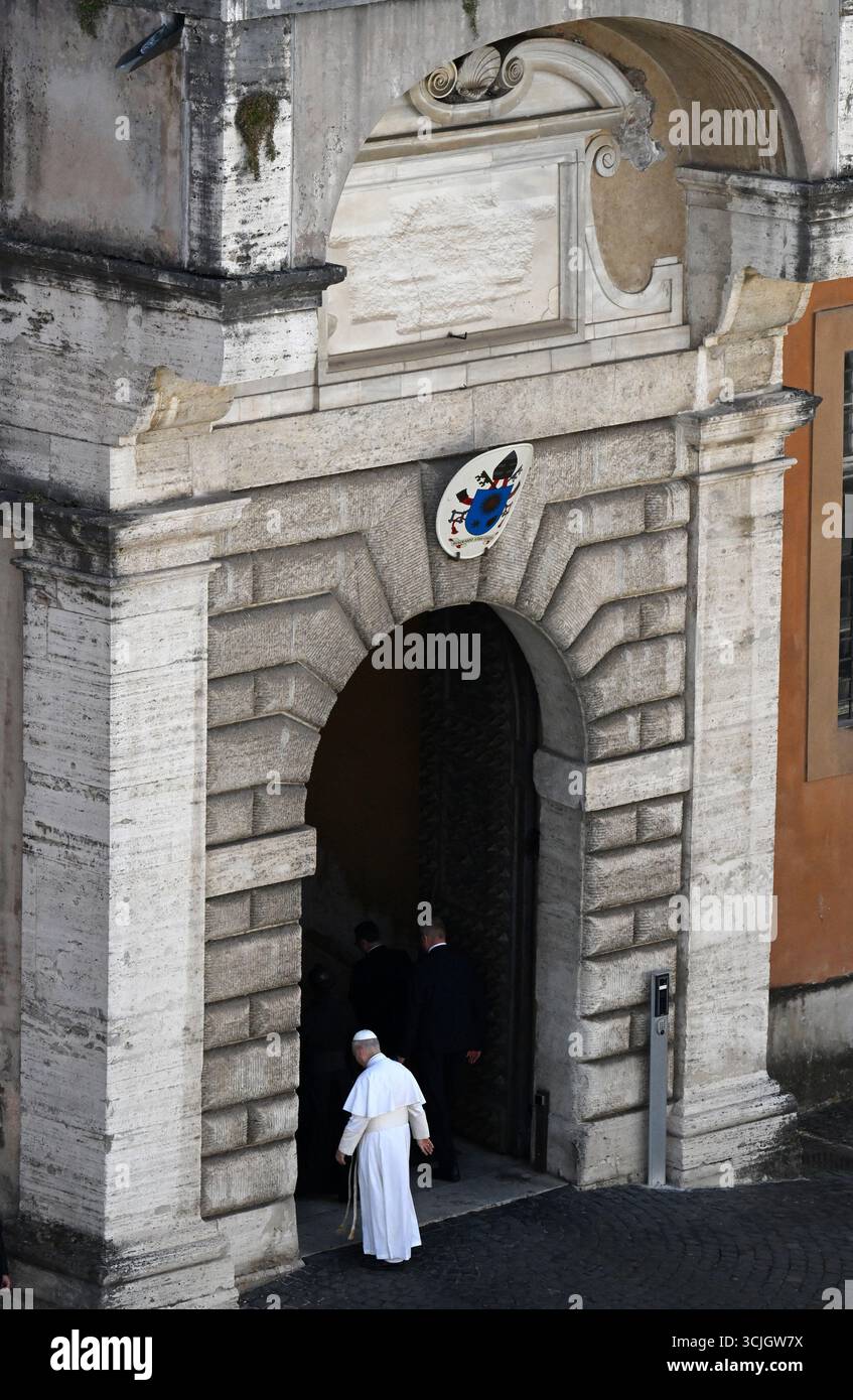 Pope Leo XIV arrive at his palace after he presided over the Mass and ...