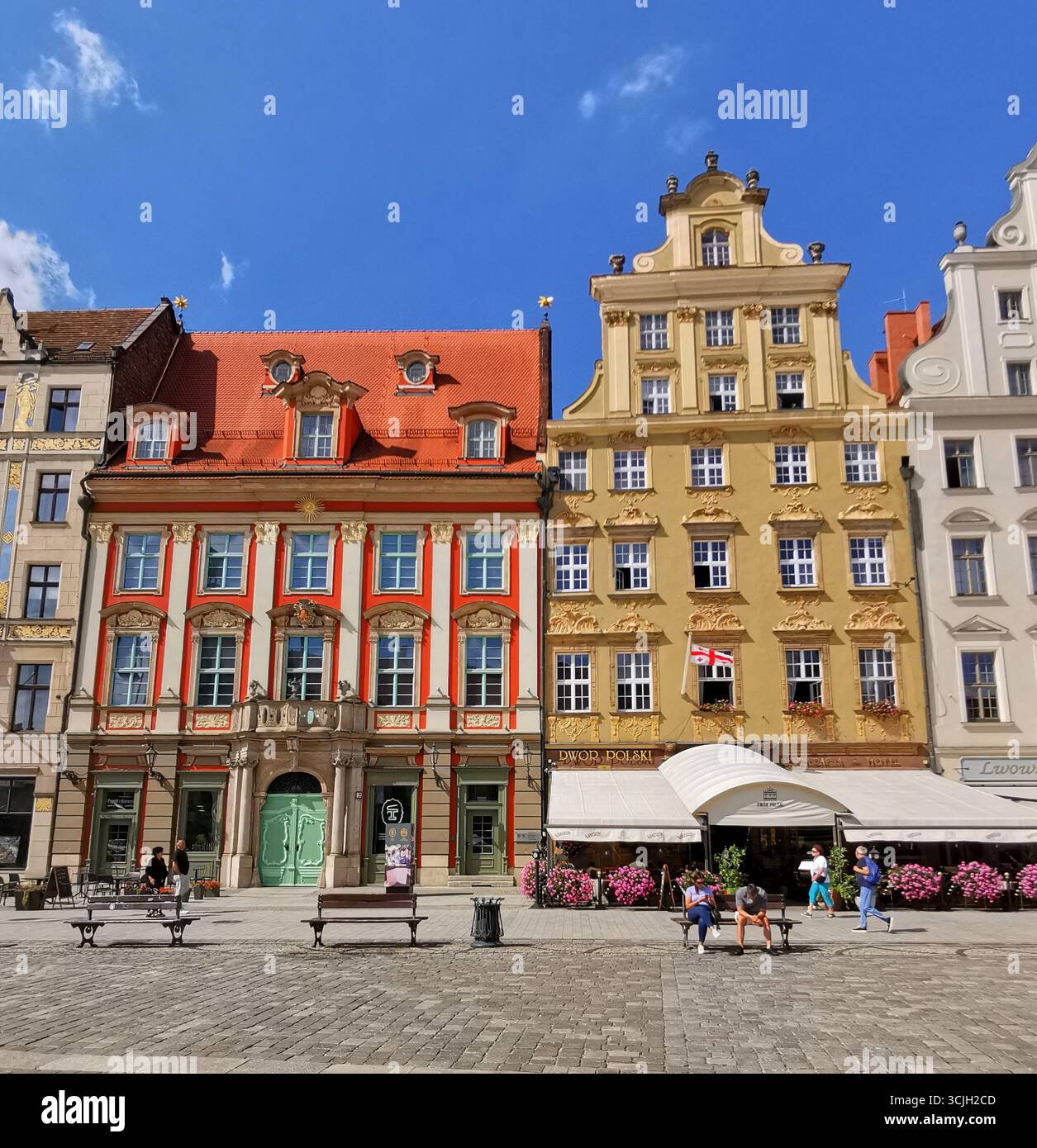 Wrocław Rynek, Poland—historic Old Town Square with colorful facades, cobblestone streets, summer light, and vibrant architecture in Lower Silesia. - Smartphone Captured Stock Image