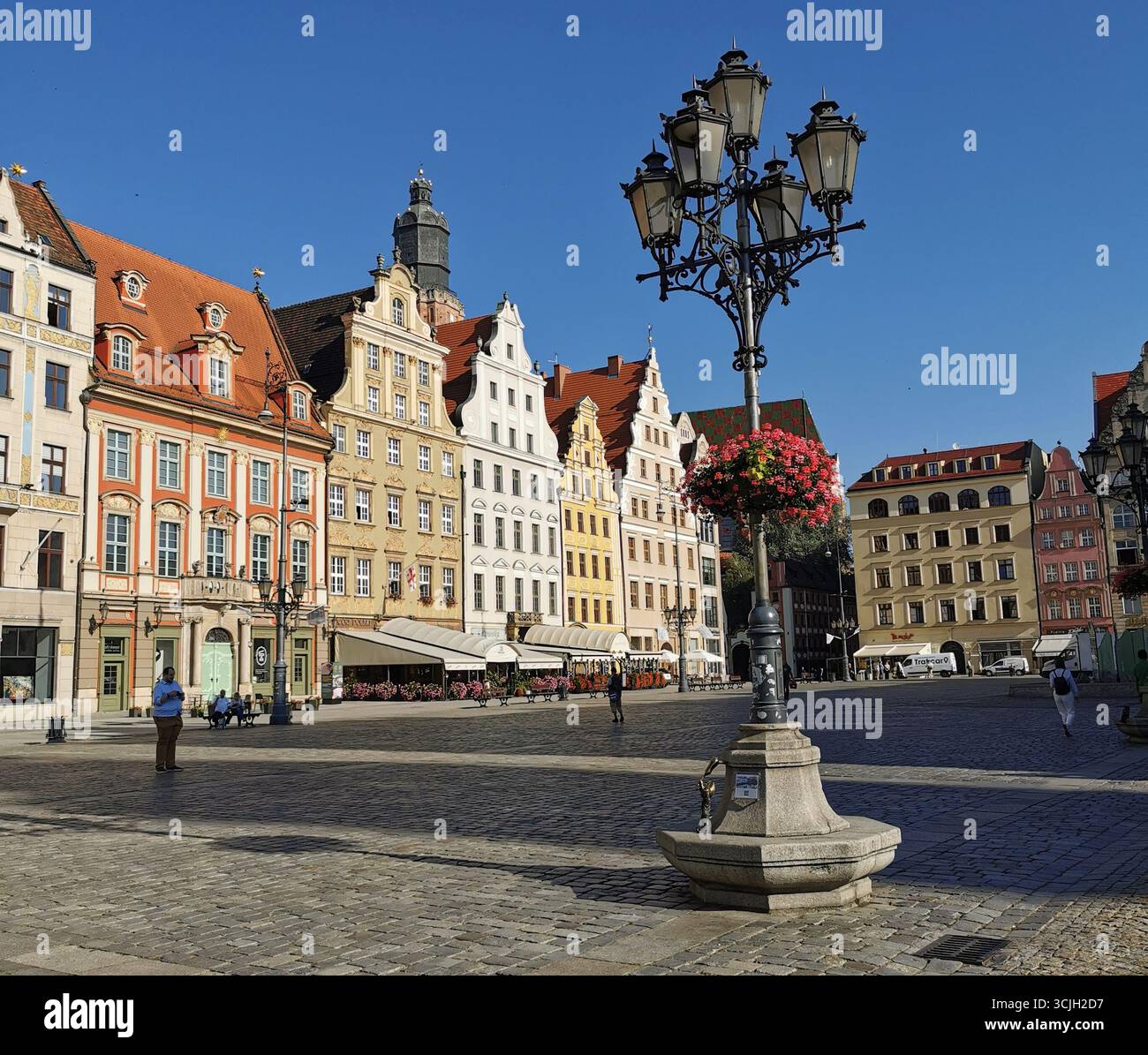 Wrocław Rynek, Poland—historic Old Town Square with colorful facades, cobblestone streets, summer light, and vibrant architecture in Lower Silesia. - Smartphone Captured Stock Image